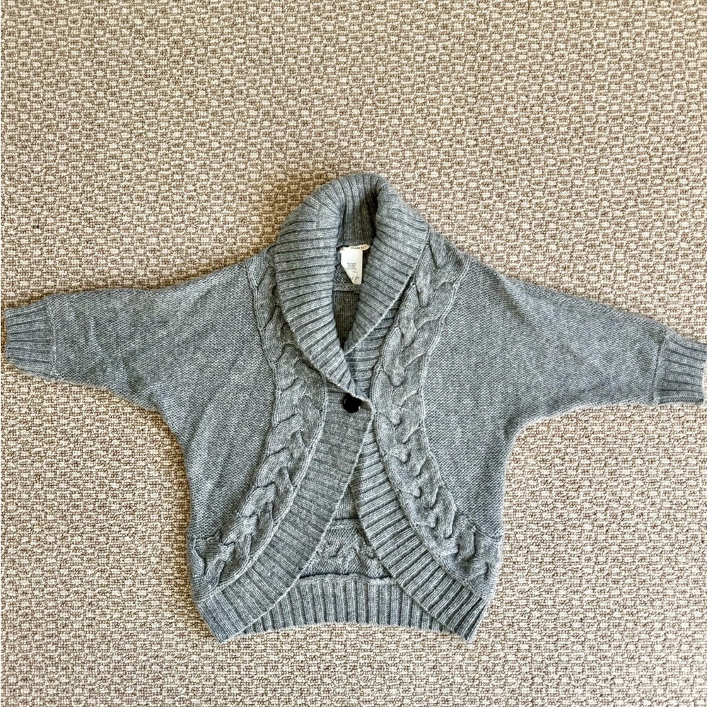 Crewcuts Kids Gray Cable Knit Cowl Neck Cardigan